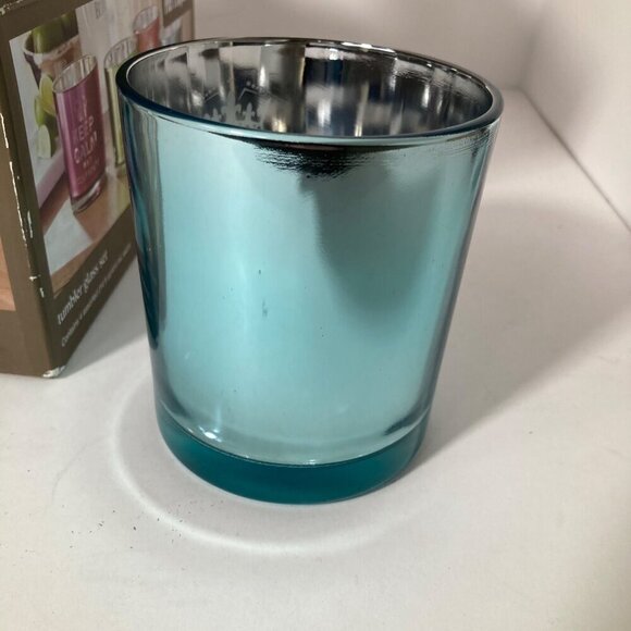 Set 4 Drinking Glass Pier 1 Imports Tumblers Iridescent Keep Calm 8 x 8 x 5" Ope - Picture 4 of 8